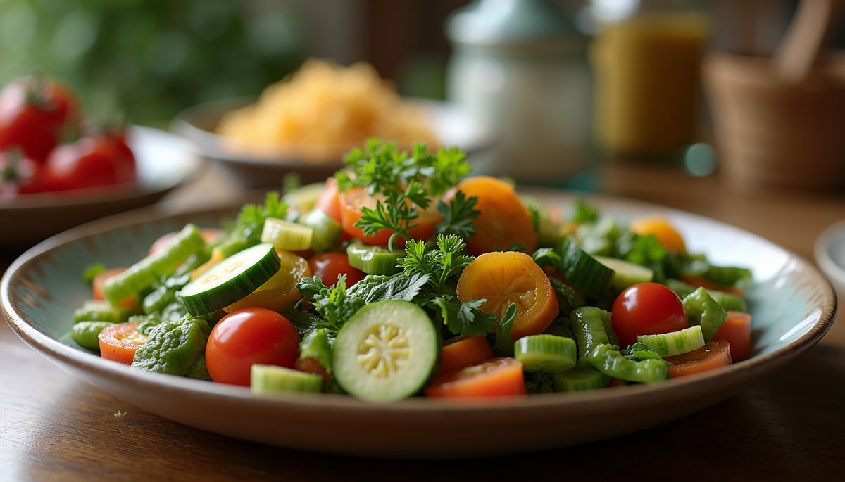 Close-up view of vegetable platter